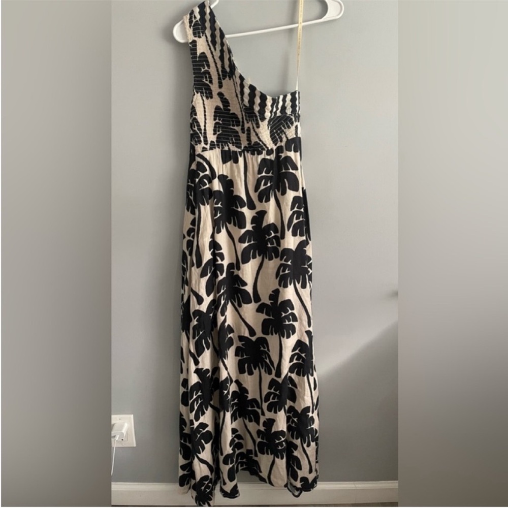Farm Rio One-Shoulder Linen Palm Tree Dress - Picture 5 of 7